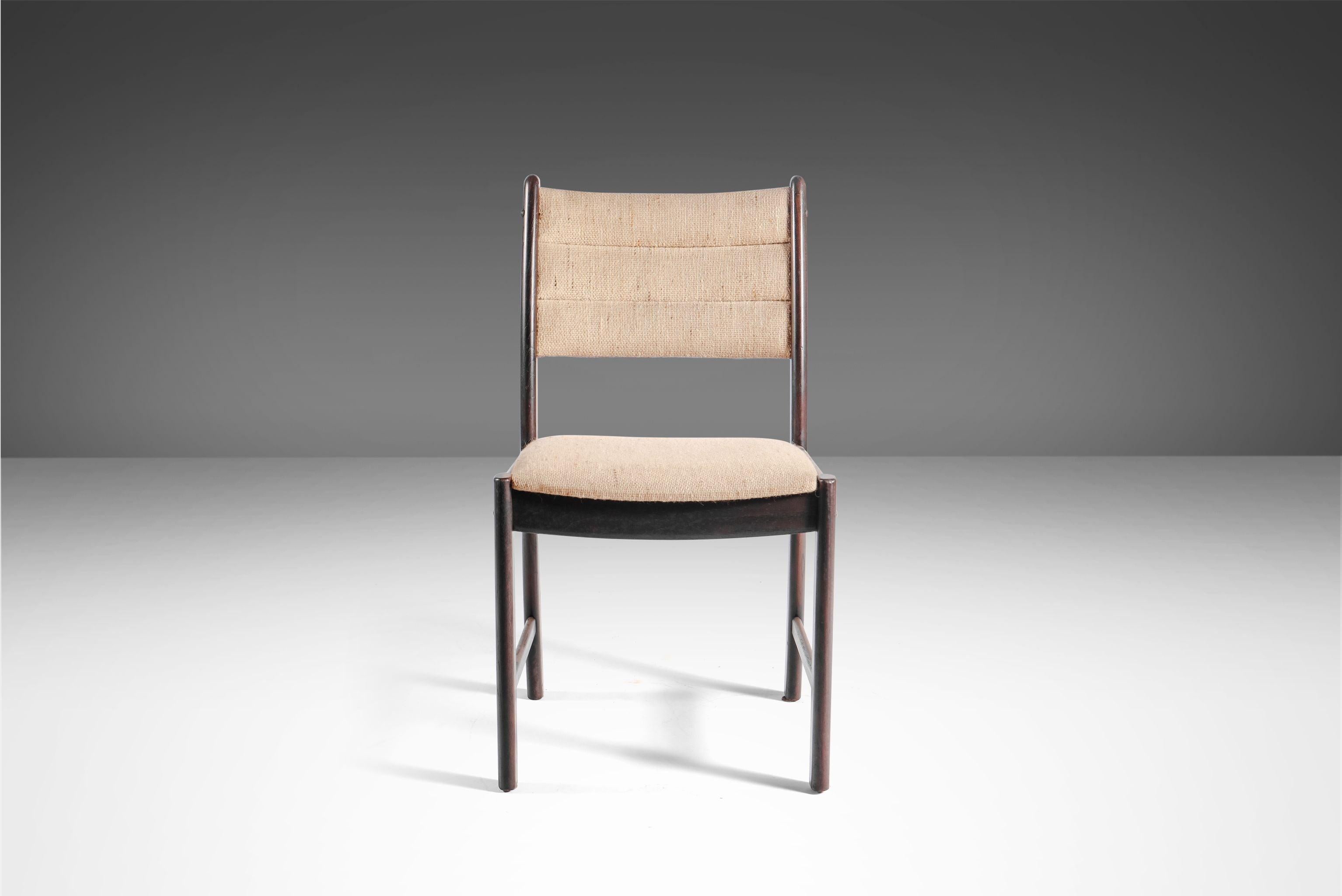Scandinavian Modern Danish Modern Dining Chair / Desk Chair in Afromosia and Original Fabric, 1970s