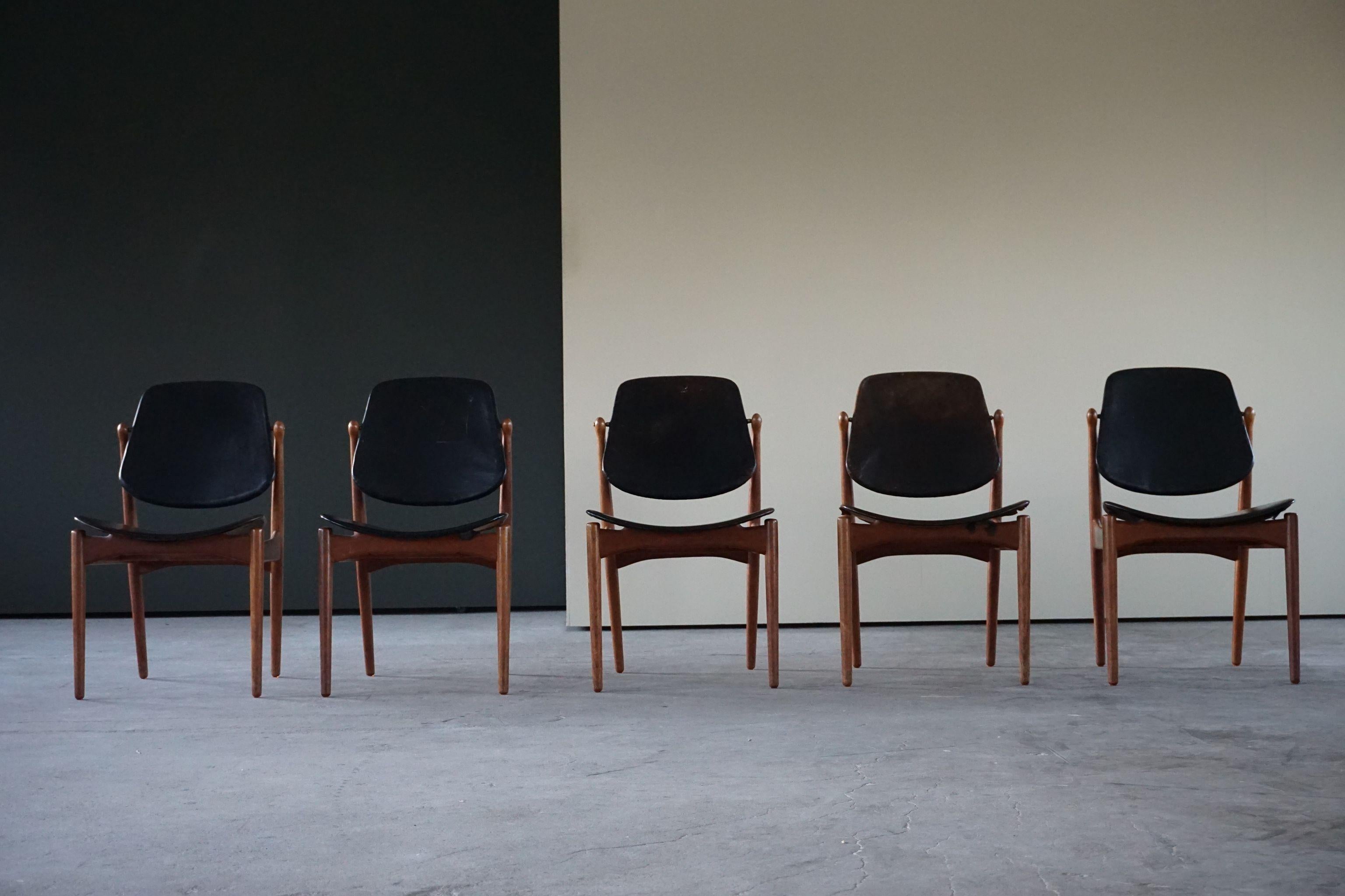 Mid-Century Modern Danish Modern Dining Chairs by Arne Vodder for France & Søn, Set of 5