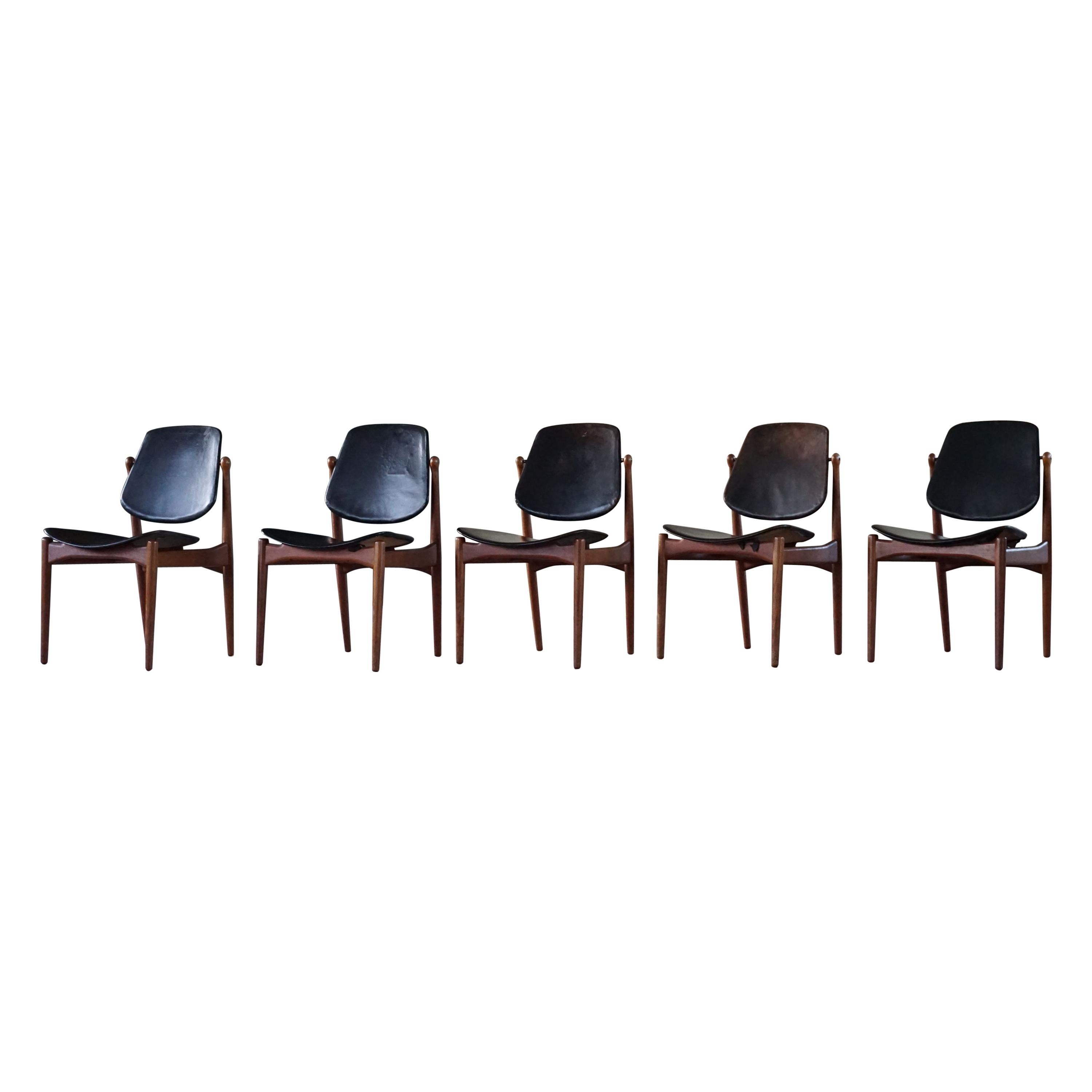 Danish Modern Dining Chairs by Arne Vodder for France & Søn, Set of 5