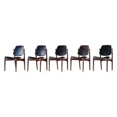 Chaises à manger danoises modernes par Arne Vodder pour France & Søn:: ensemble de 5 pièces