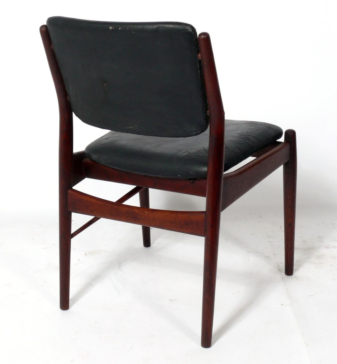 Upholstery Danish Modern Dining Chairs by Arne Vodder Set of Ten For Sale