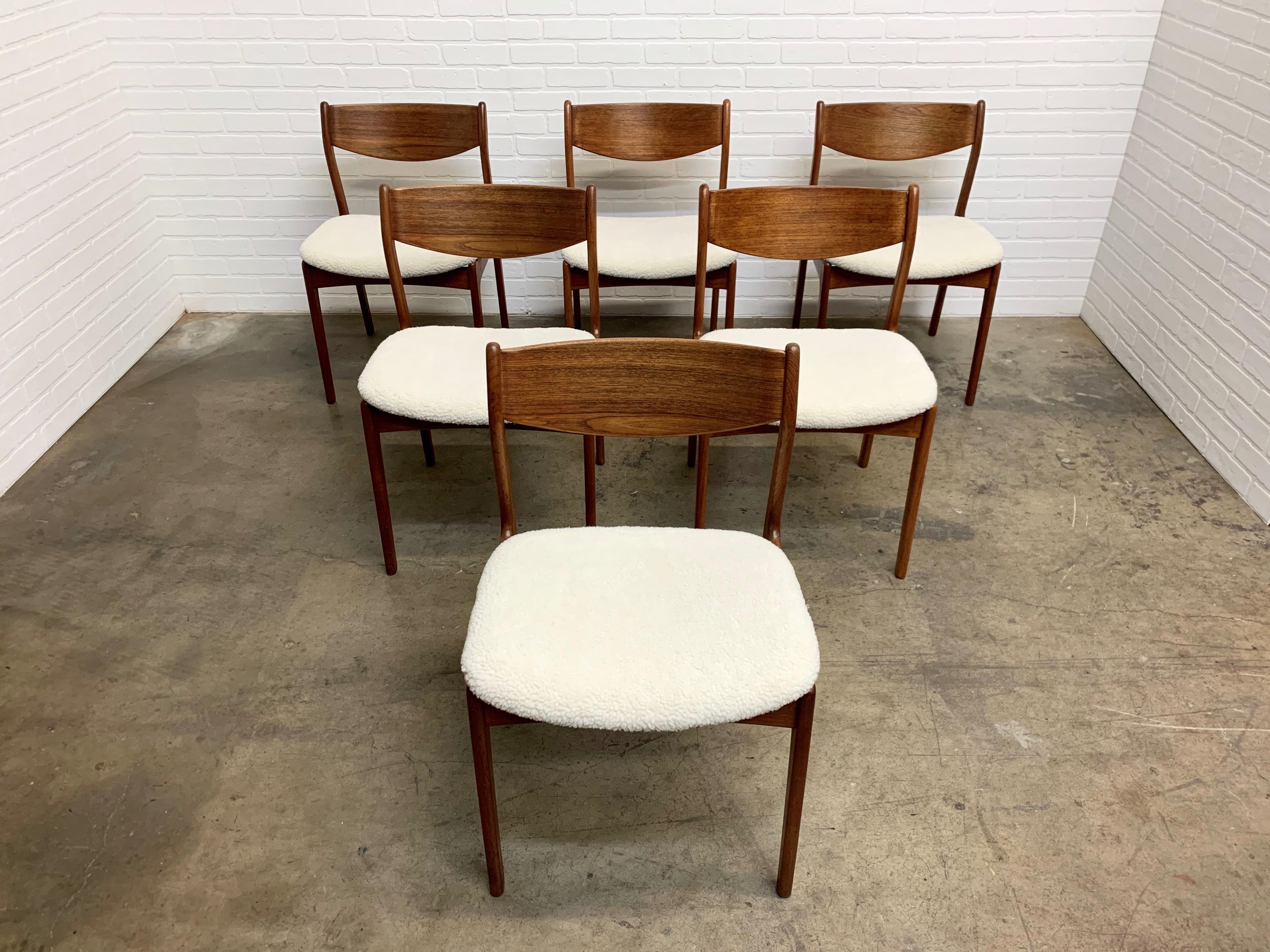 Upholstery Danish Modern Dining Chairs by Erik Buch