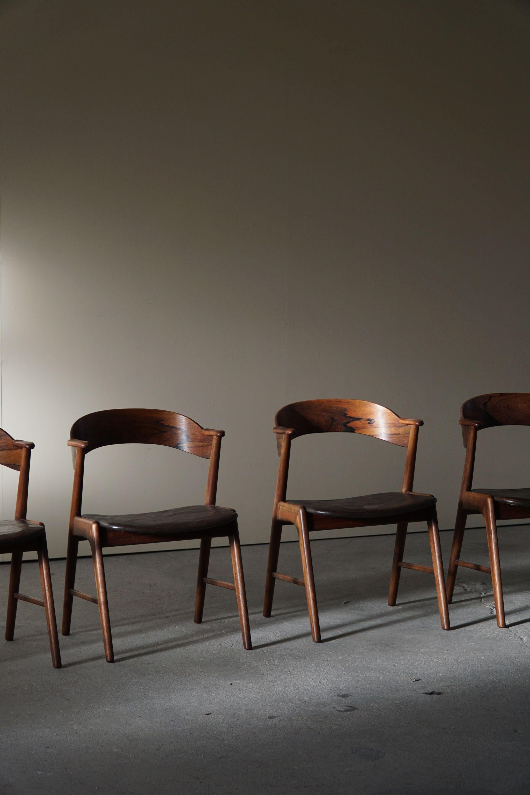 Scandinavian Modern Danish Modern Dining Chairs by Kai Kristiansen for Korup, Model 32 in Rosewood