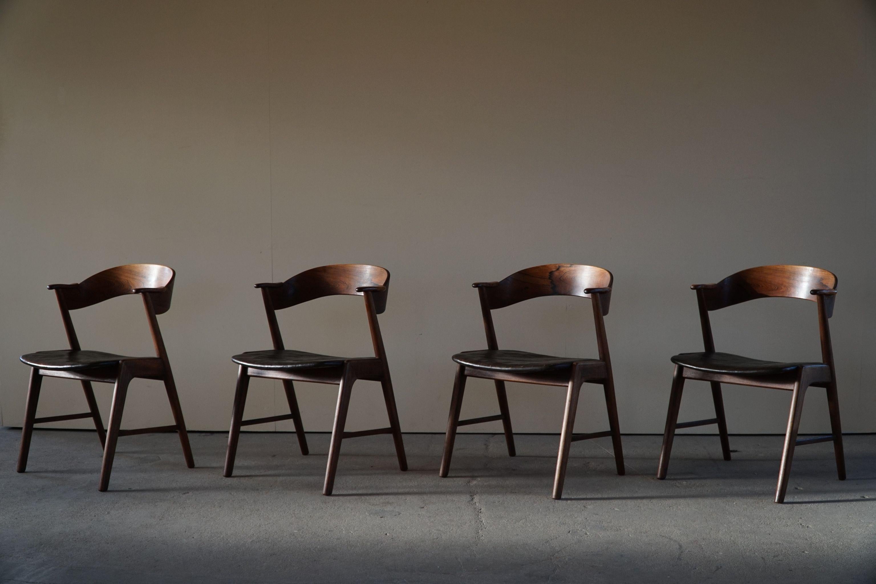 Danish Modern Dining Chairs by Kai Kristiansen for Korup, Model 32 in Rosewood 11