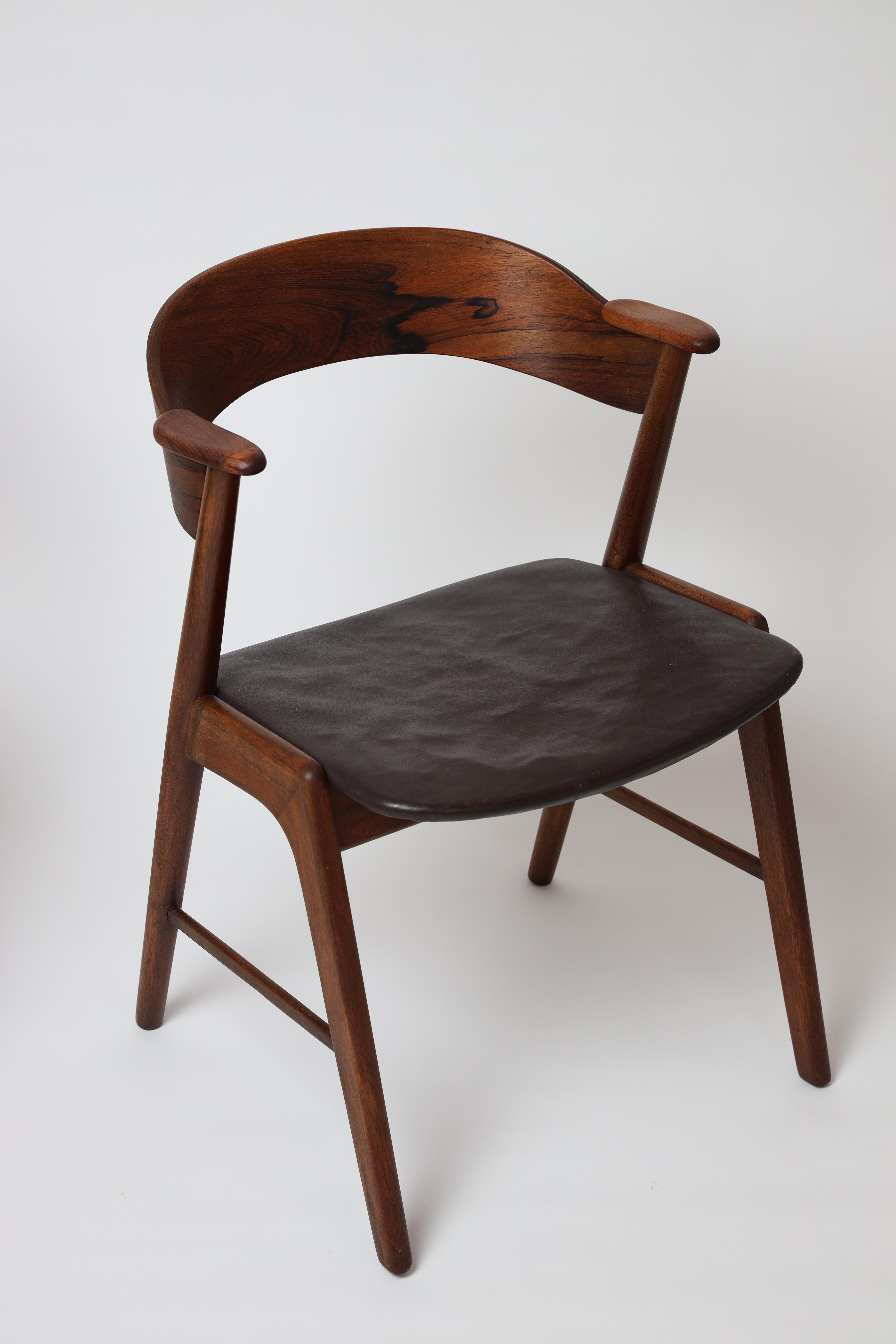 Danish Modern Dining Chairs by Kai Kristiansen for Korup, Model 32 in Rosewood In Good Condition In Odense, DK