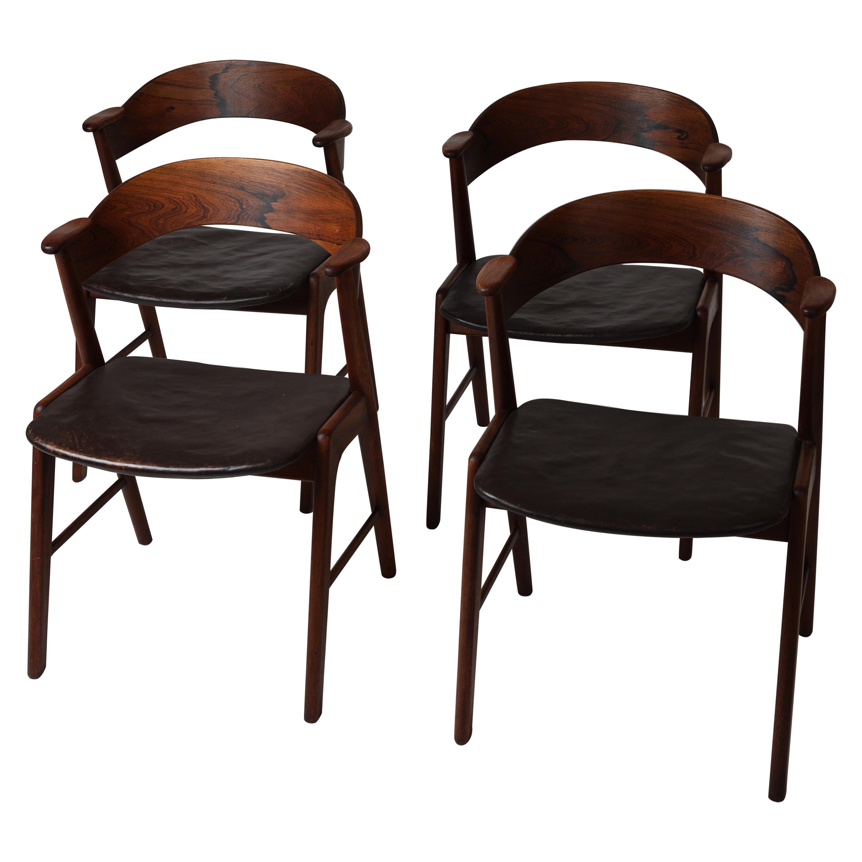 Danish Modern Dining Chairs by Kai Kristiansen for Korup, Model 32 in Rosewood