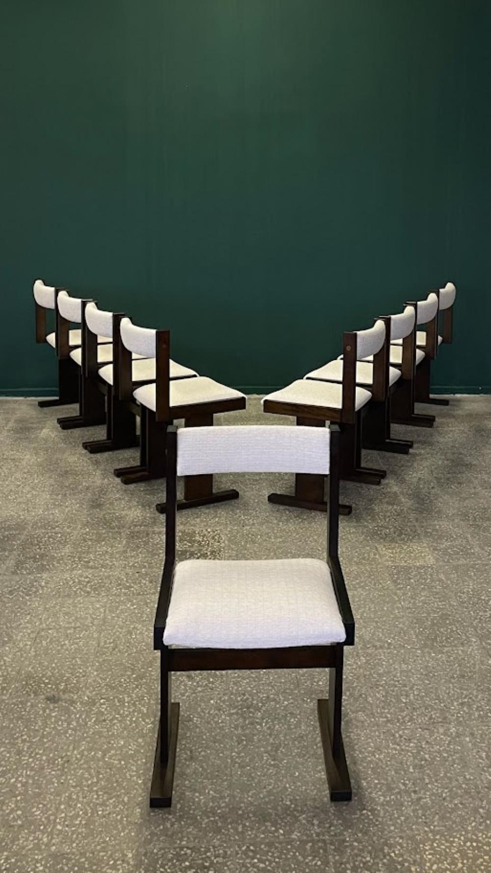 Sillas de comedor modernas danesas de Poul H. Poulsen para Gangso Mobler Años 70 Manchado