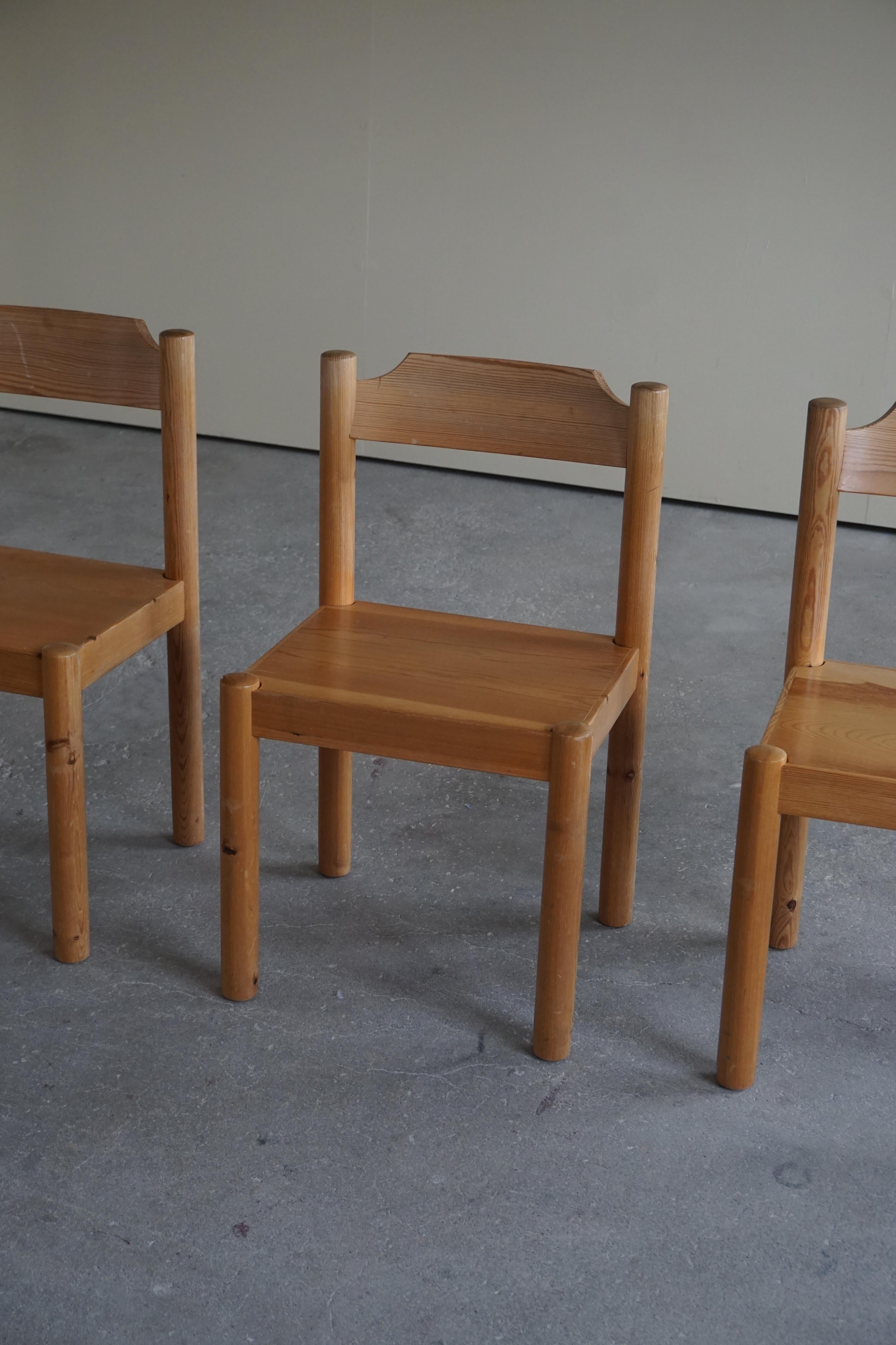 Scandinavian Modern Danish Modern Dining Chairs in Solid Pine by KS Furniture, Set of 6, 1970s