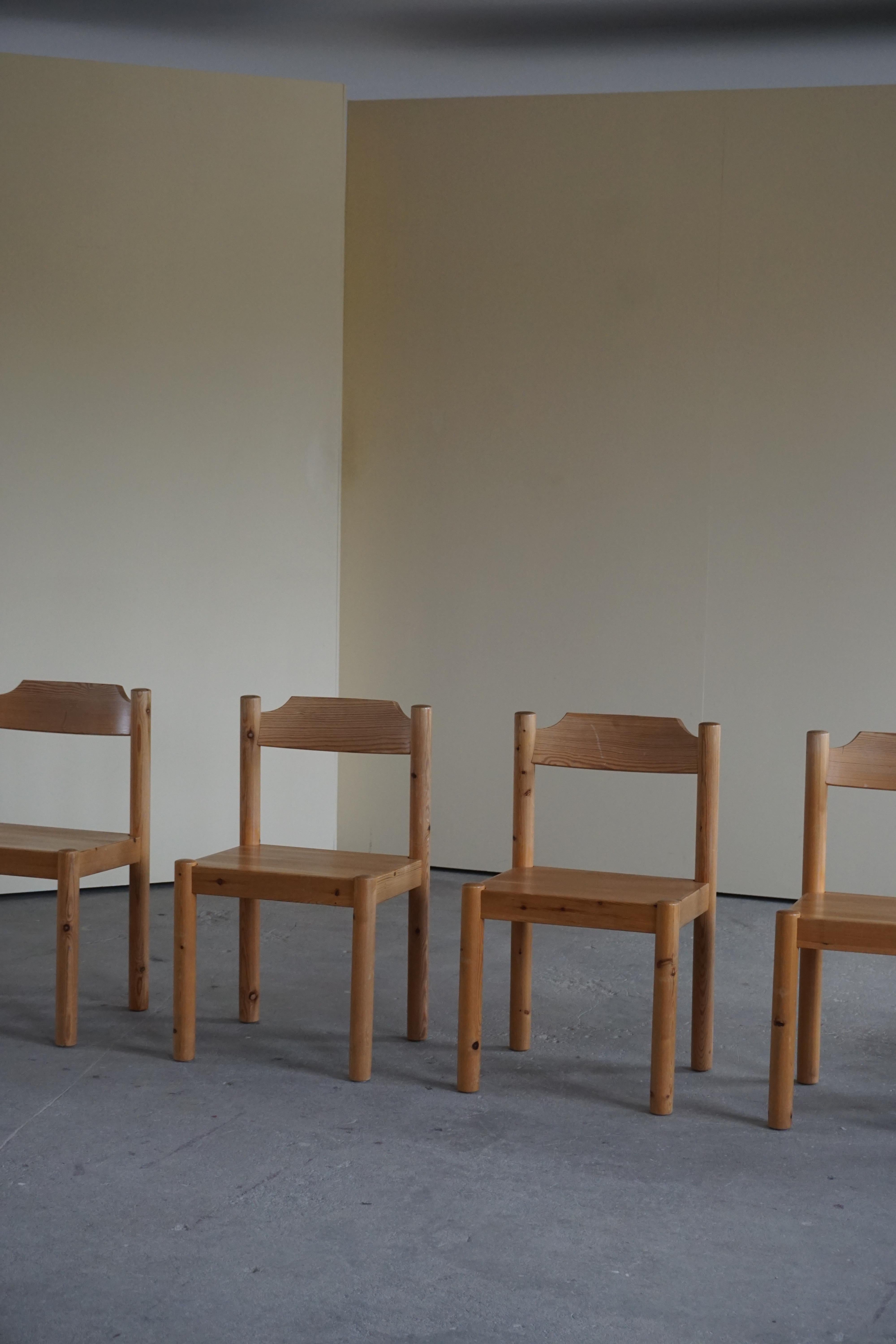 Danish Modern Dining Chairs in Solid Pine by KS Furniture, Set of 6, 1970s In Good Condition In Odense, DK