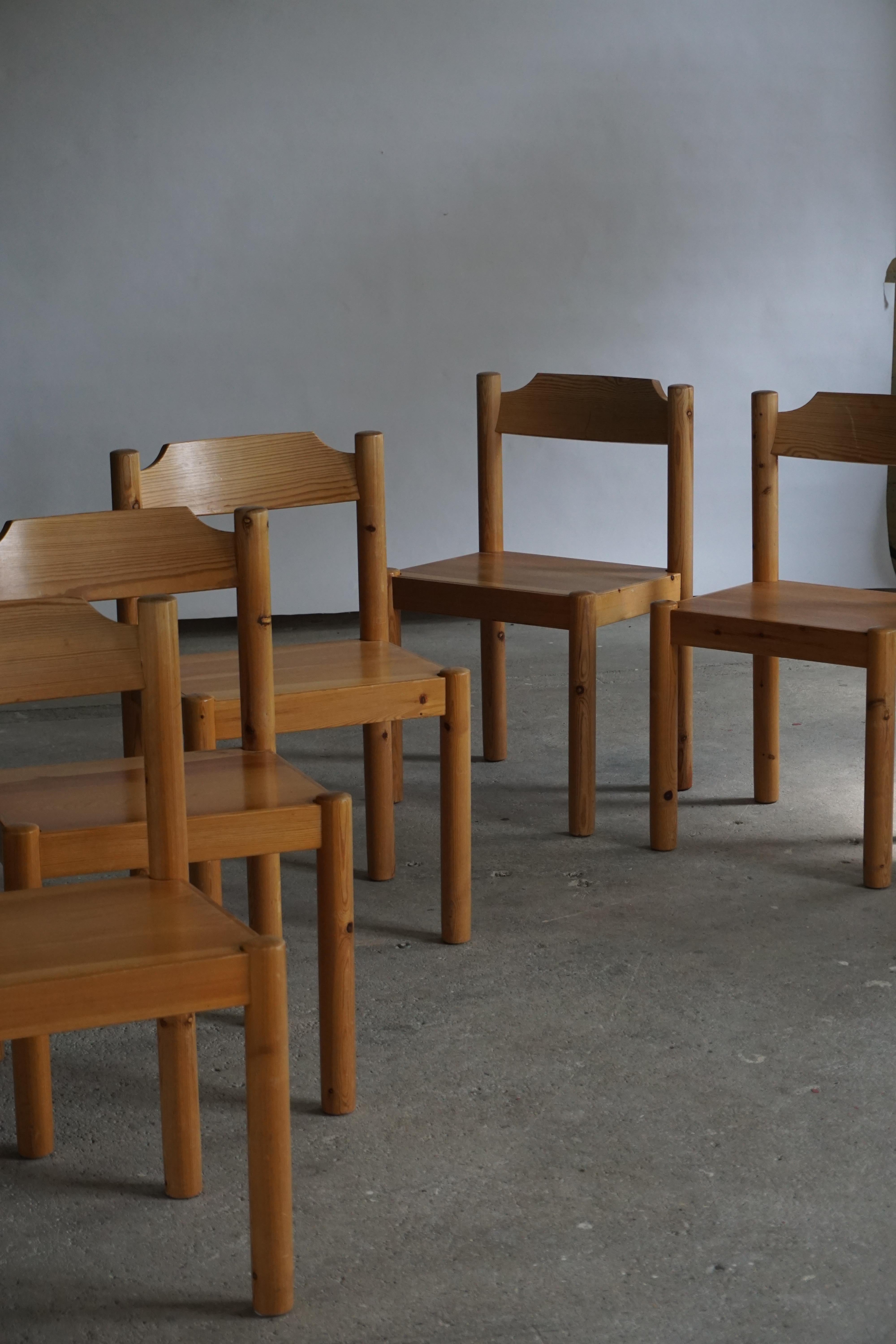 Danish Modern Dining Chairs in Solid Pine by KS Furniture, Set of 6, 1970s 1