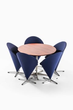 Dänisches modernes Esszimmer-Set aus Stoff, Palisanderholz und Stahl von Verner Panton, 1958