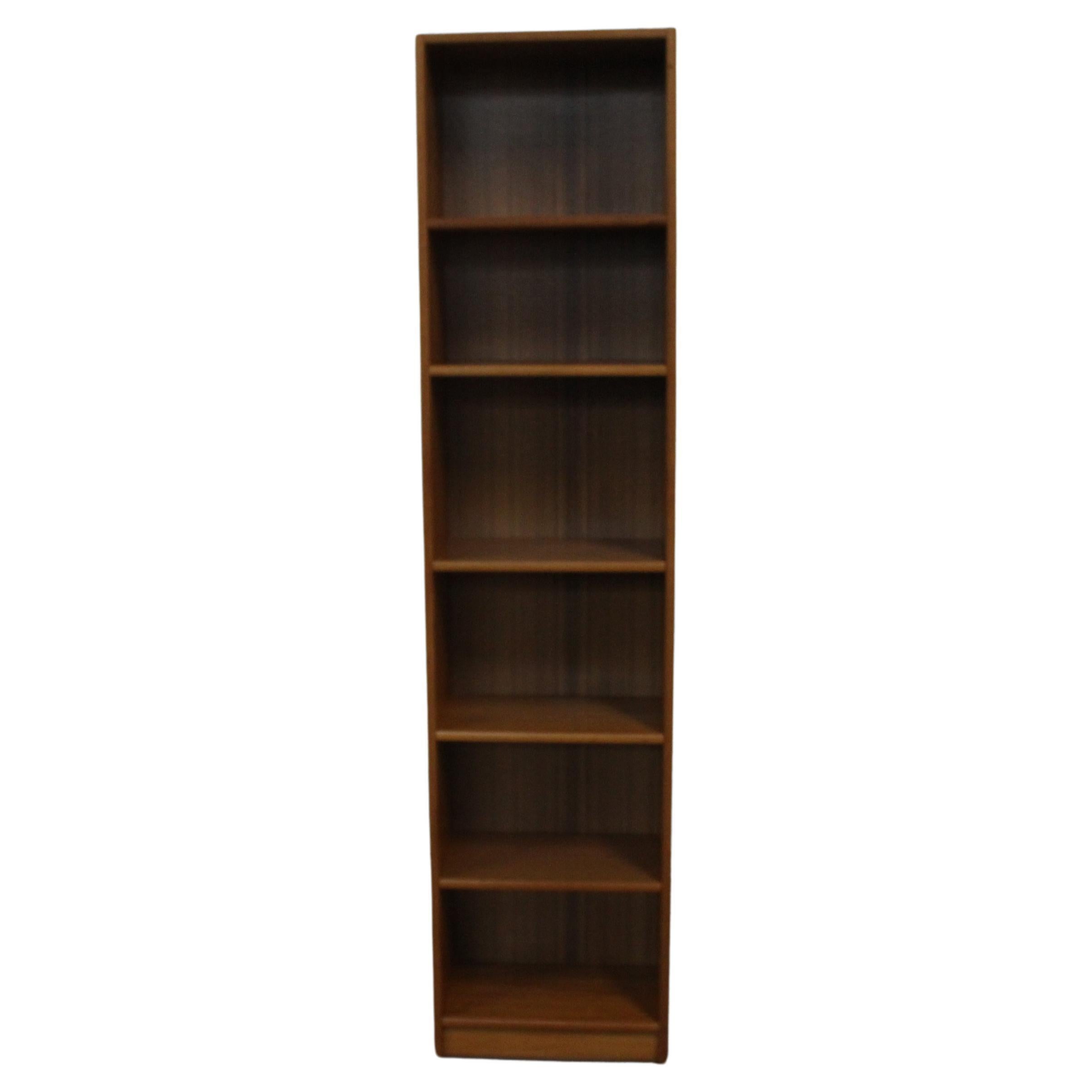 Danish Modern Domino Mobler Teak 83" Tall and Narrow Bookcase