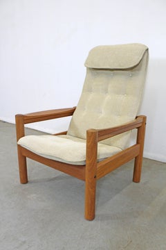 Danish Modern Domino Mobler Tufted High-Back Teak Lounge Chair