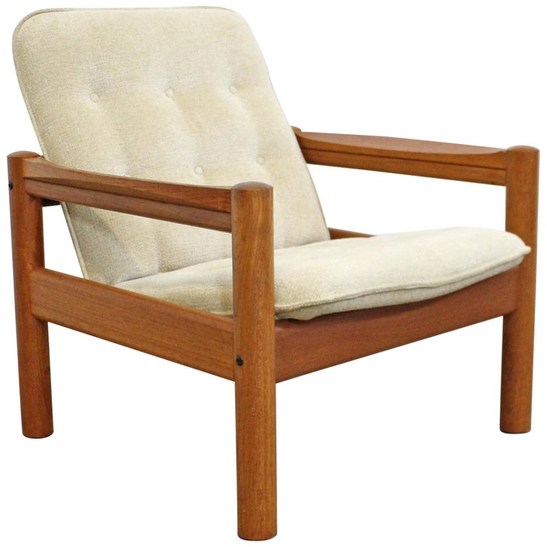 Danish Modern Domino Mobler Tufted Teak Lounge Chair For Sale at 1stdibs