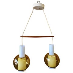 Retro Danish Modern Double Glass Pendant Light by Nordisk Solar