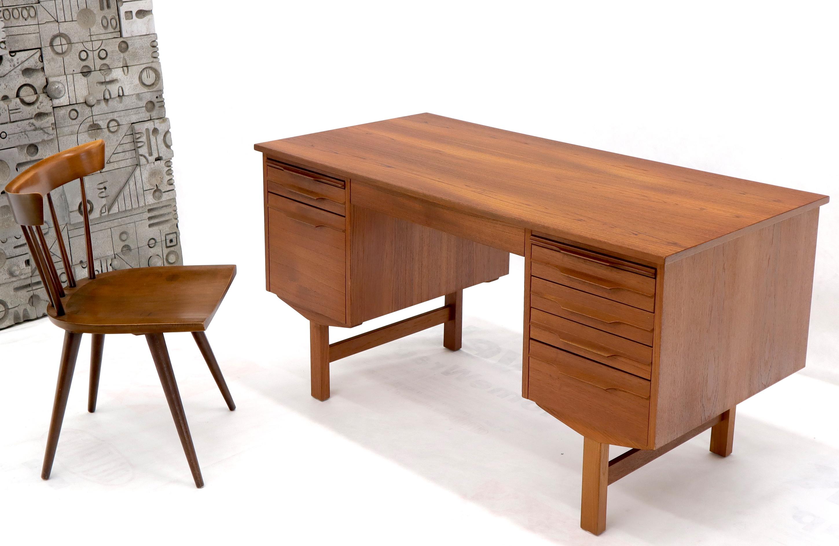 Mid-Century Modern Danish Modern Double Pedestal Teak Desk Writing Table