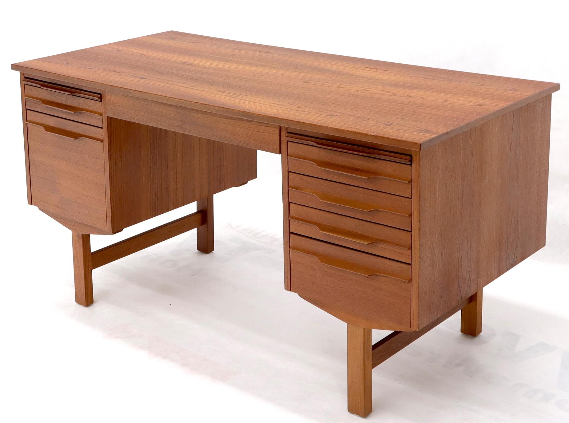 20th Century Danish Modern Double Pedestal Teak Desk Writing Table