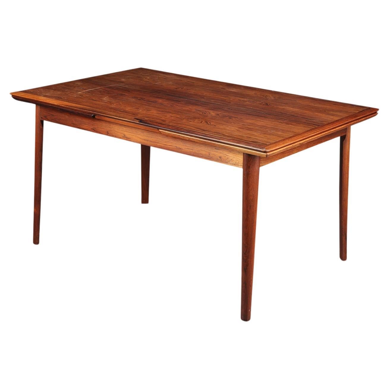 Danish Modern Draw Leaf Dining Table in Rosewood For Sale