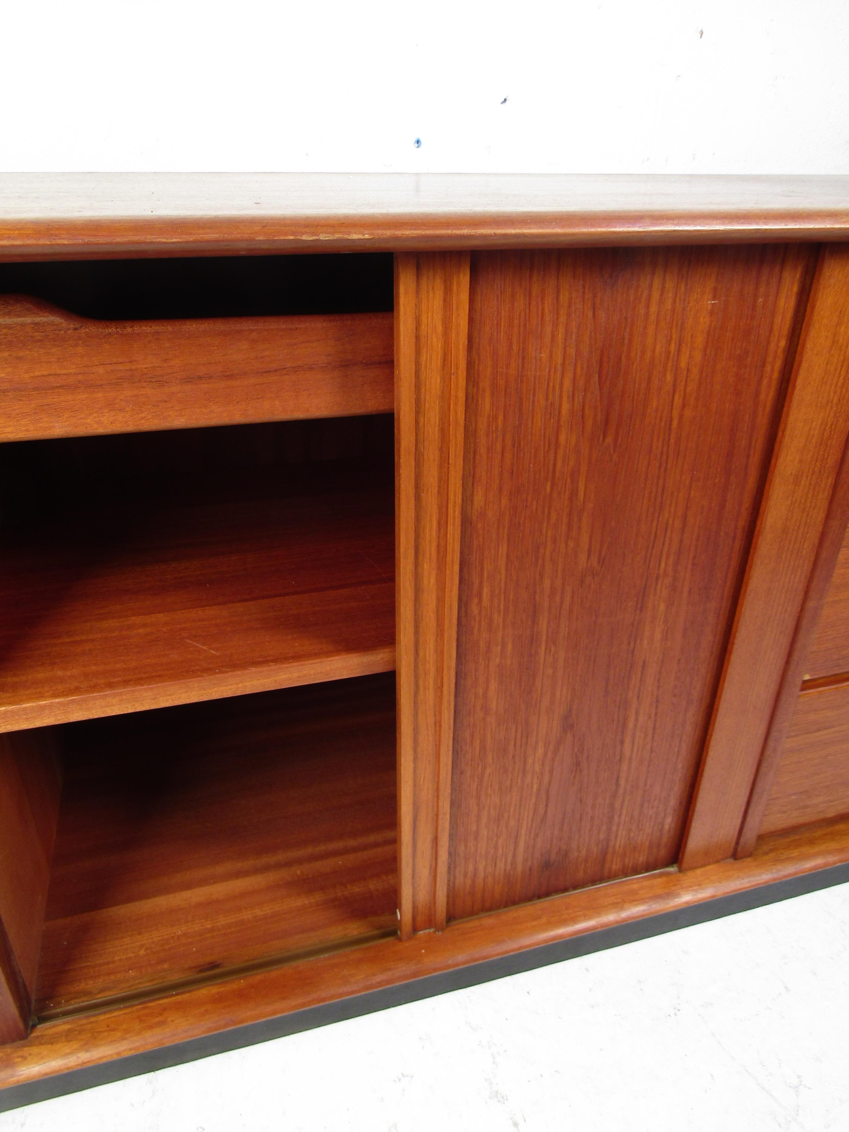 Danish Modern Dresser with Tambour Door by Art Furn In Fair Condition For Sale In Brooklyn, NY