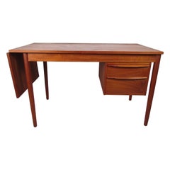 Vintage Danish Modern Drop-Leaf Desk with Finished Back