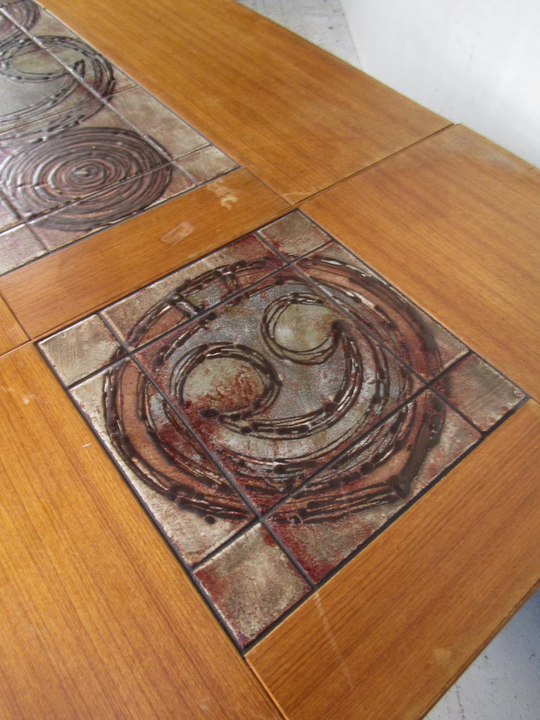 Danish Modern Drop Leaf Dining Table With Tile Inlays For Photo Inspiration