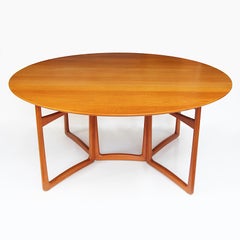 Danish Modern Drop-Leaf Oval Teak Dining Table by Peter Hvidt for France & Son