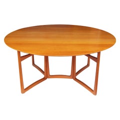 Table de salle à manger moderne danoise ovale à abattants en teck de Peter Hvidt pour France & Son