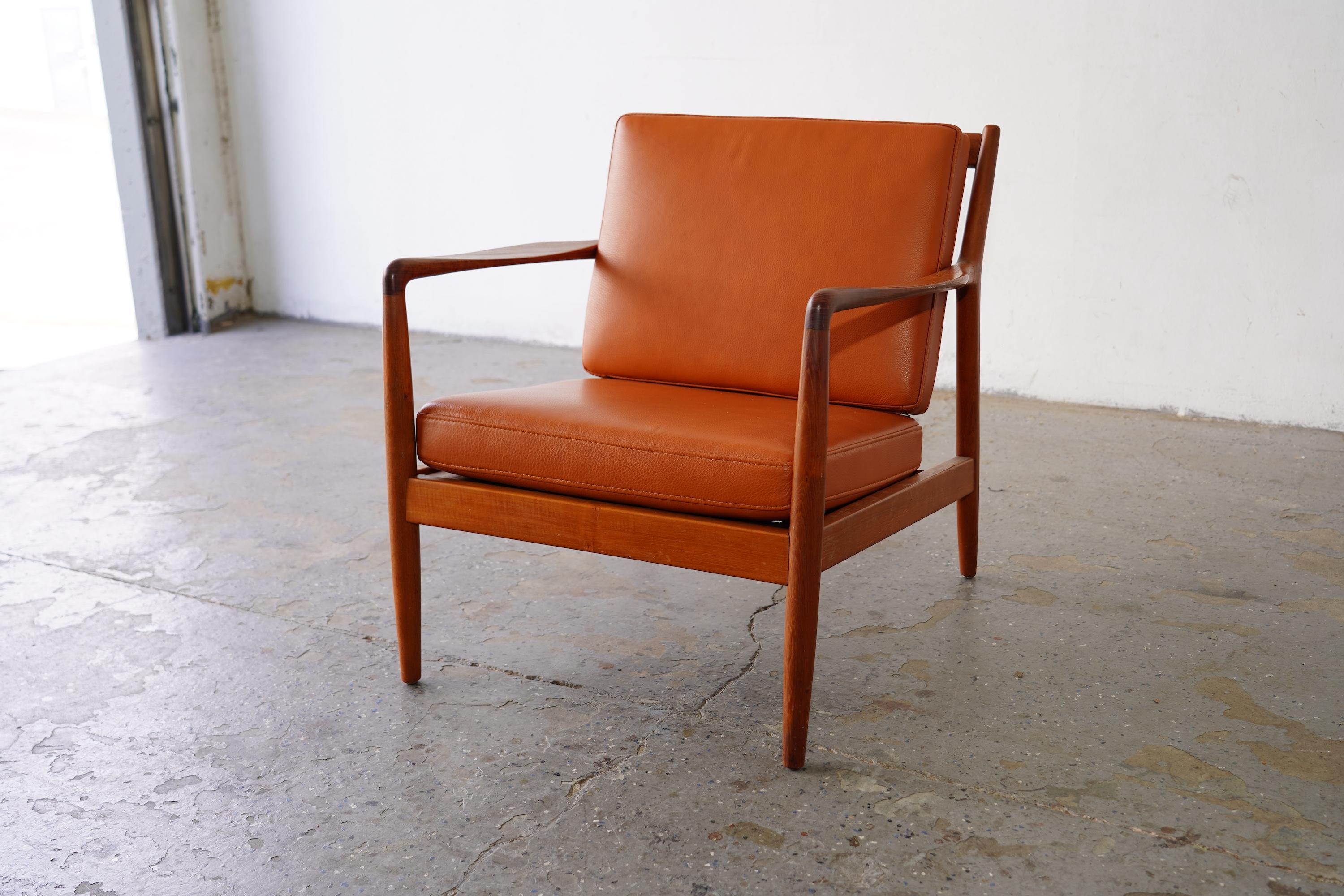 Leather Danish Modern DUX USA-75 Chair by Folke Ohlsson, Sweden For Sale
