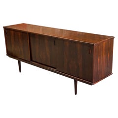 Danish Modern Dyrlund Triple Sliding Door Rosewood Sideboard