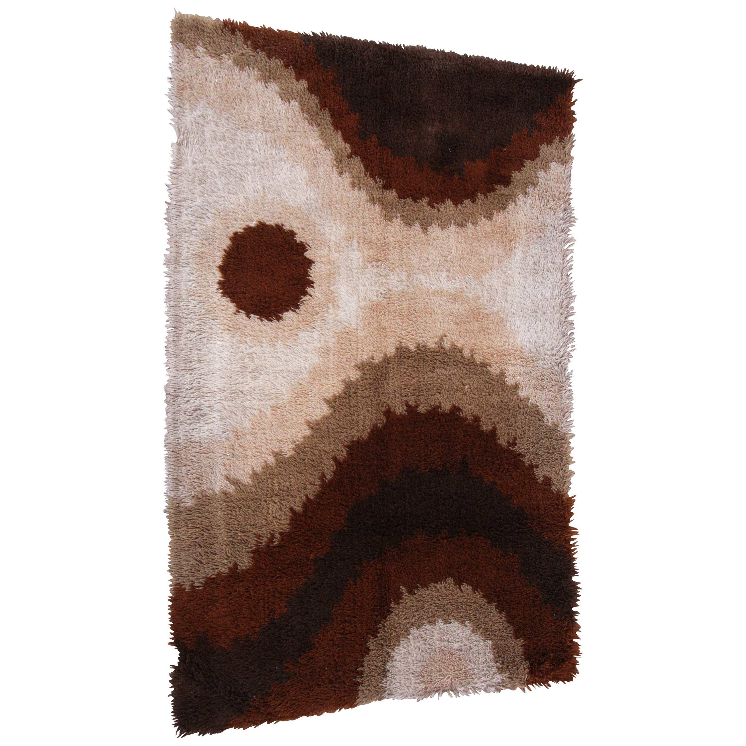 Danish Modern Earth Tone Rya Shag Rug