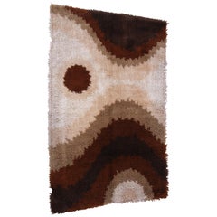 Danish Modern Earth Tone Rya Shag Rug
