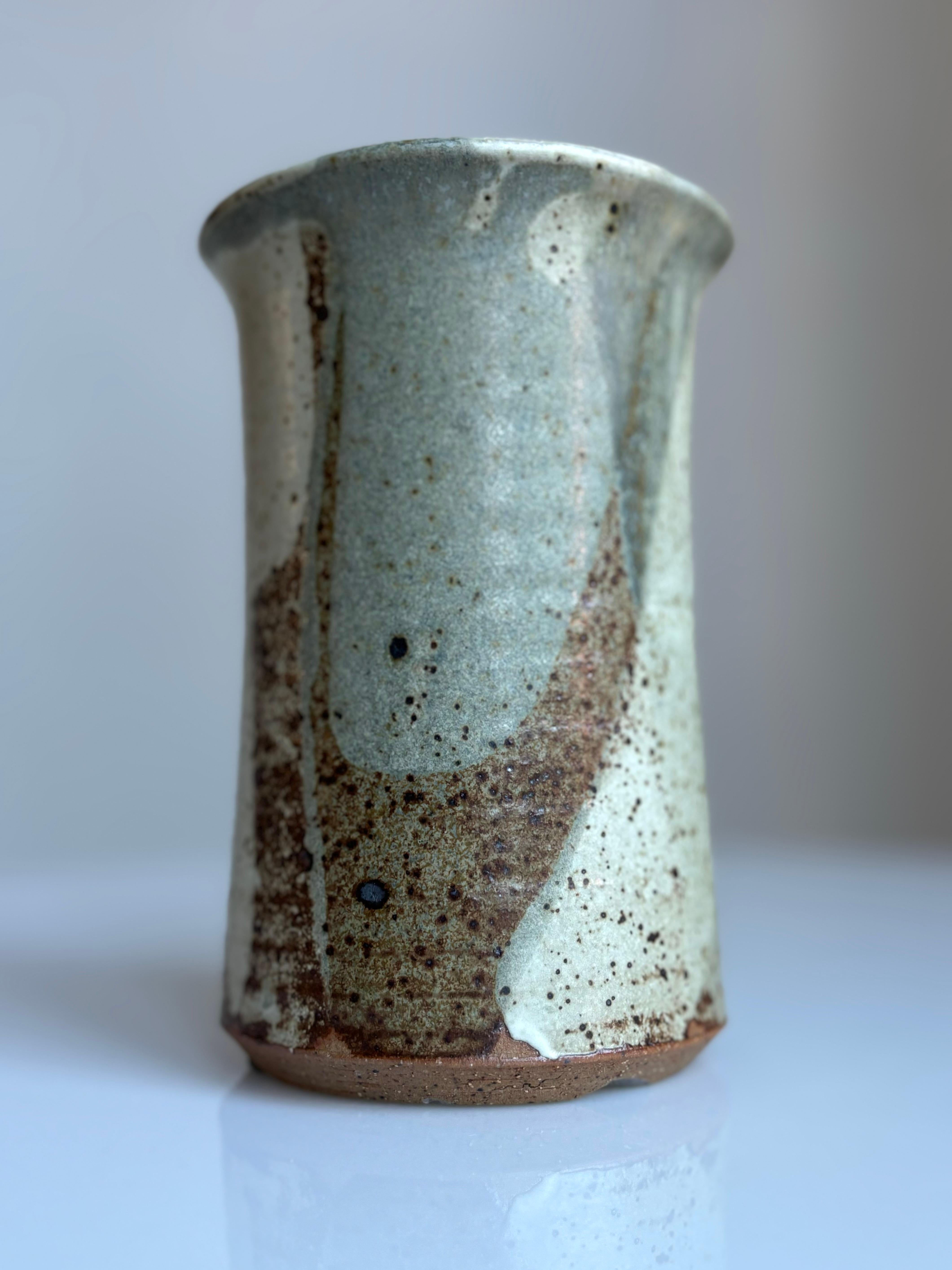Smaltato Vaso moderno danese con smalto maculato color terra, anni '80 in vendita