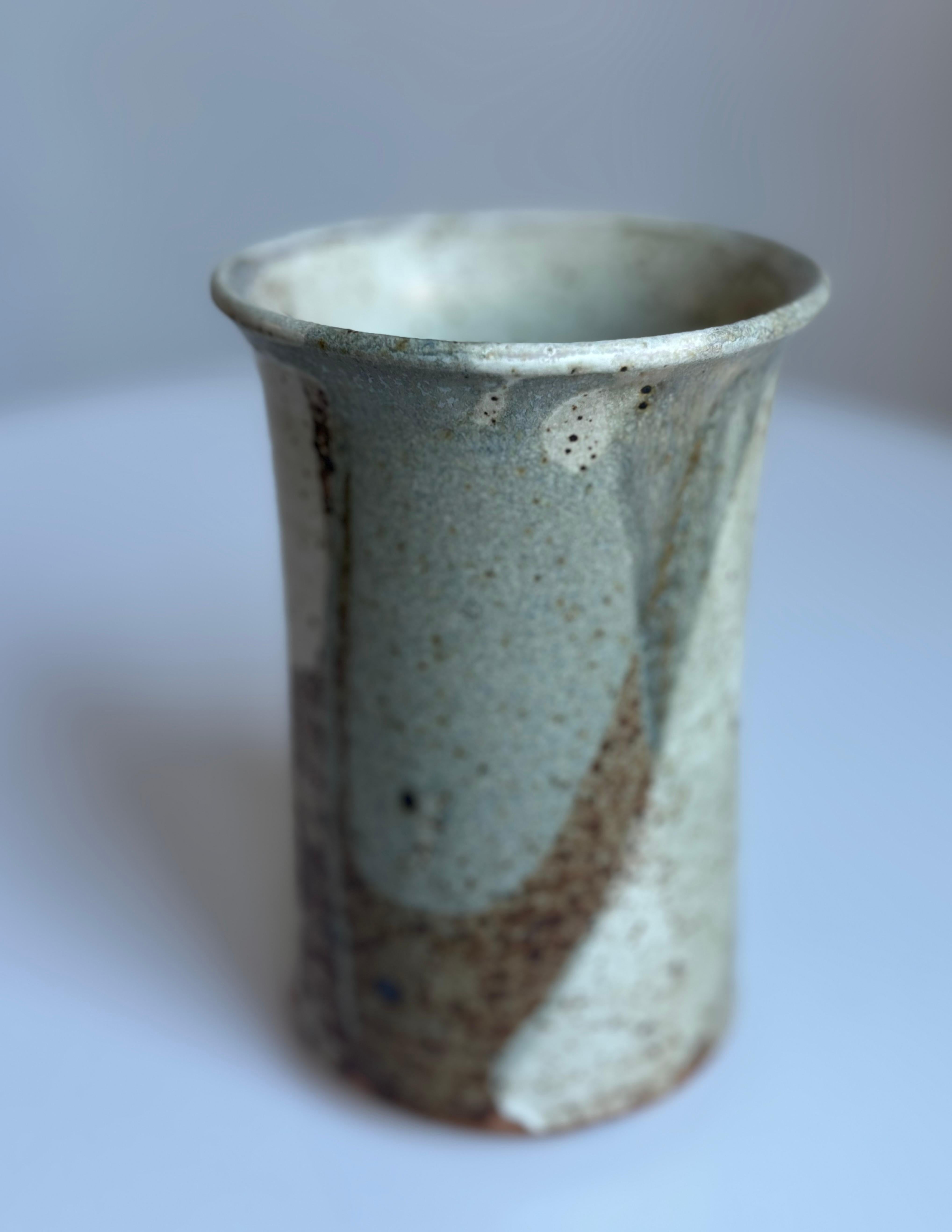 Vaso moderno danese con smalto maculato color terra, anni '80 in vendita 1