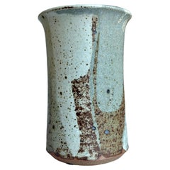 Dänische moderne Steingutvase mit gesprenkelter Glasur, 1980er Jahre
