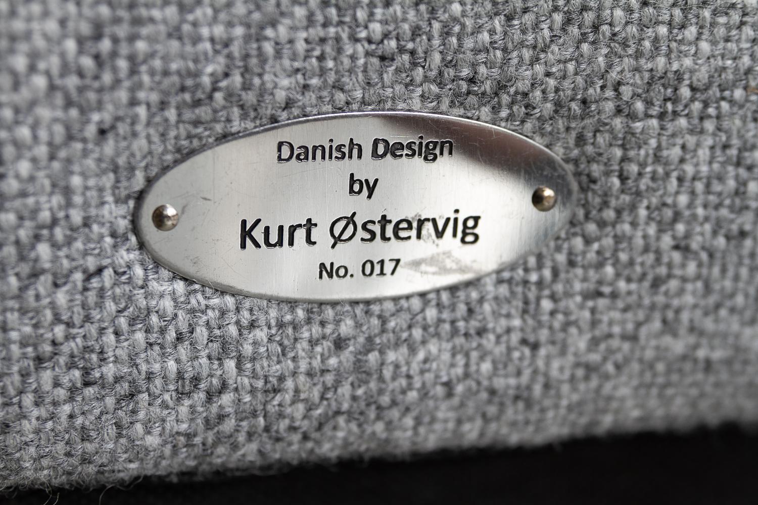 Danish Modern Easy Chair and Stool Model 12 by Kurt Østervig, 2010s. For Sale 5