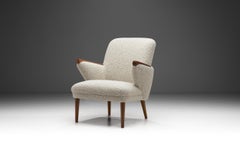 Danish Modern Easy Chair with Exotic Wood Arms and Oak Legs, Denmark 1950s