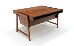 Danish Modern "Eden" Partners Desk, Large Surface with Roll Top File Cabinets