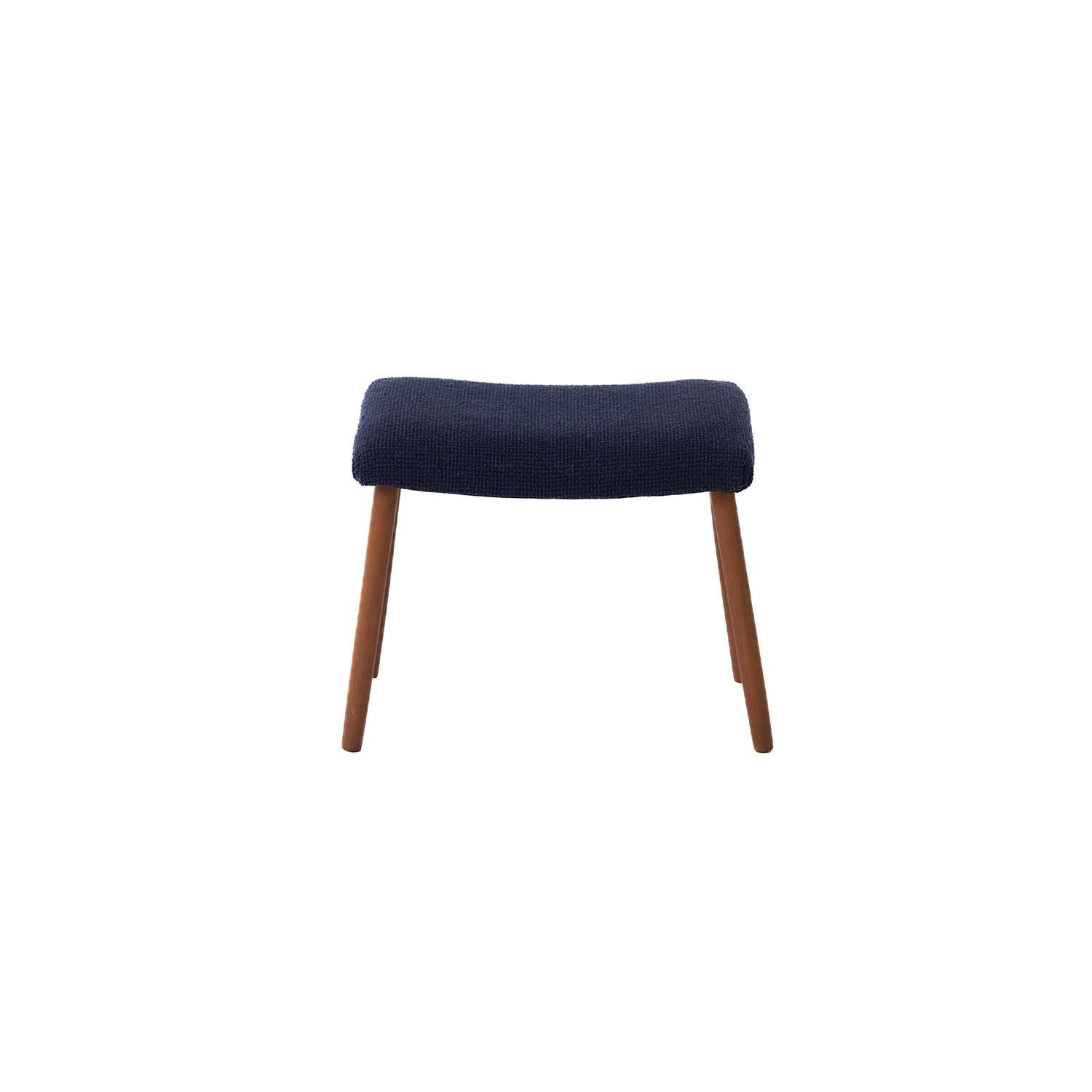 Danish modern footstool with beech legs and newly upholstered in a blue boucle wool. 


Professional, skilled furniture restoration is an integral part of what we do every day. Our goal is to provide beautiful, functional furniture that honors its