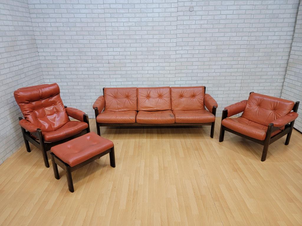 Danish Modern Ekornes Sofa, Reclining Chair, Ottoman and Lounge Chair, Set  4