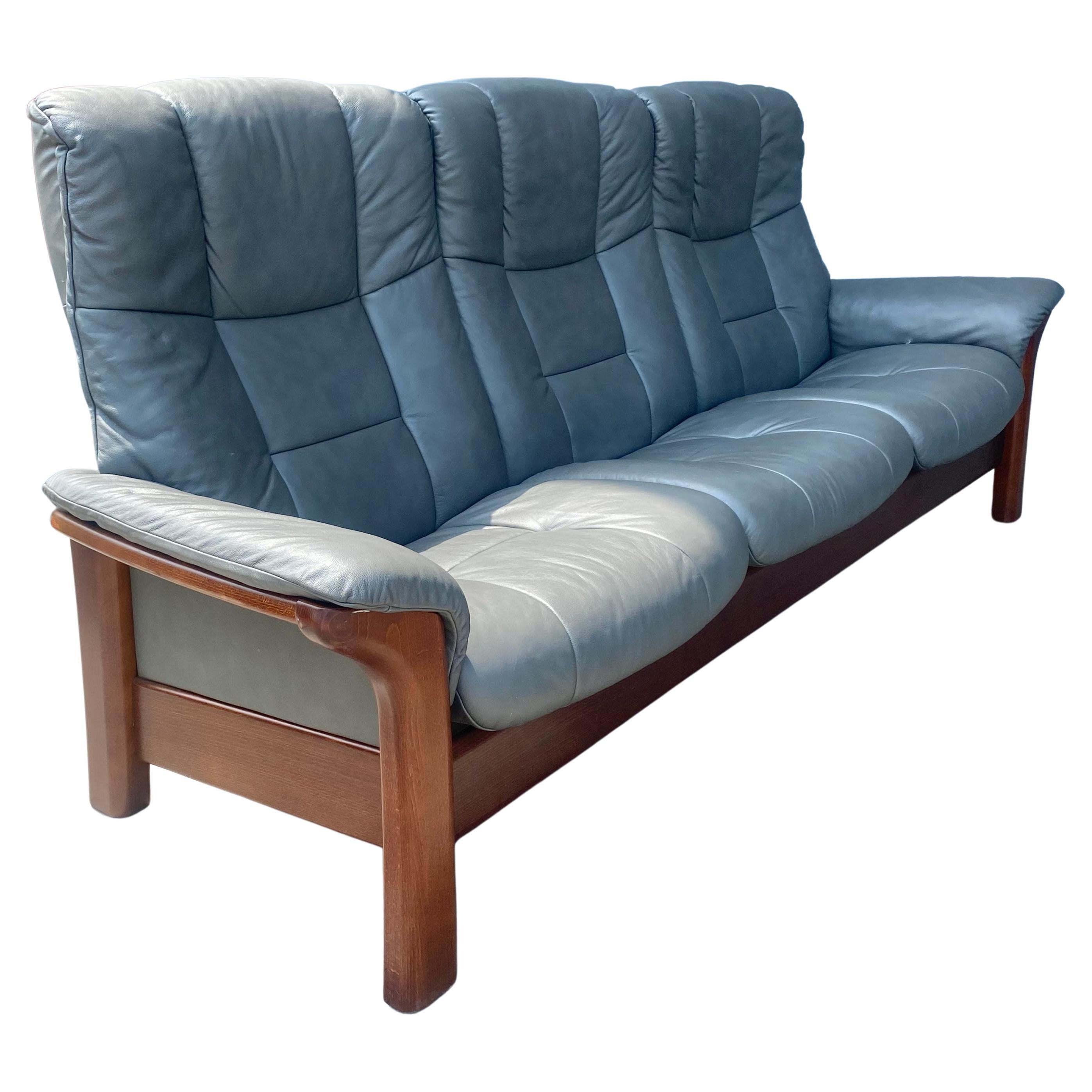 Danish Modern Ekornes Stressless Buckingham Leder Hochlehner Sofa