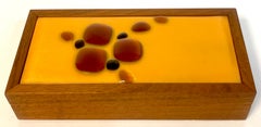 Danish Modern Enameled Abstract Teak Table Box
