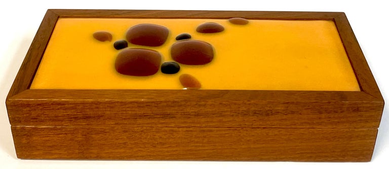 Danish Modern Enameled Abstract Teak Table Box In Good Condition For Sale In West Palm Beach, FL