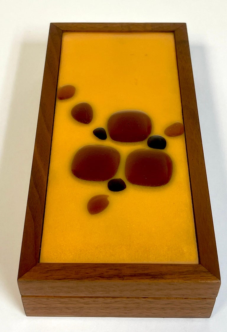 20th Century Danish Modern Enameled Abstract Teak Table Box For Sale