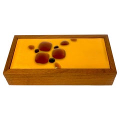 Danish Modern Enamelled Abstract Teak Table Box