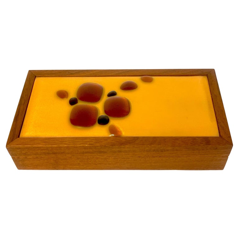 Danish Modern Enameled Abstract Teak Table Box For Sale