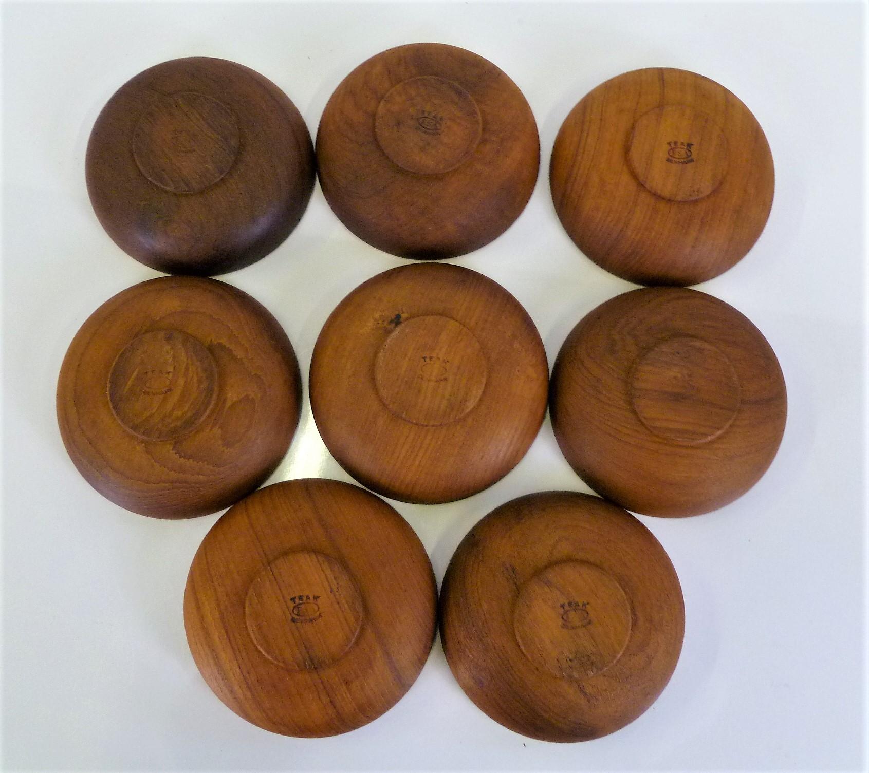 Mid-20th Century Danish Modern ESA Teak Salad Bowls by Erik S. Angelo Denmark 1960s Set of 8