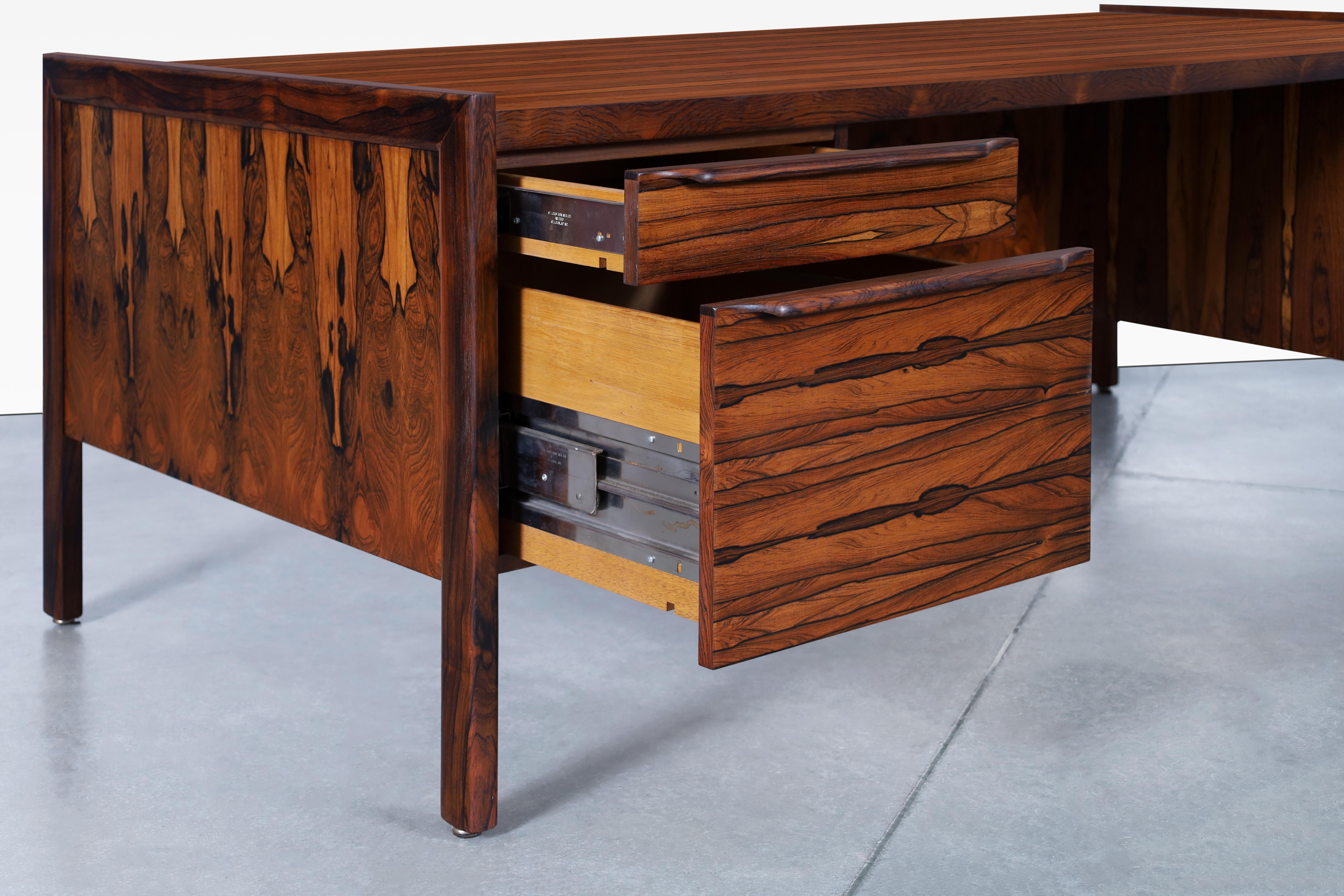 Mid-20th Century Danish Modern Executive Brazilian Rosewood Desk