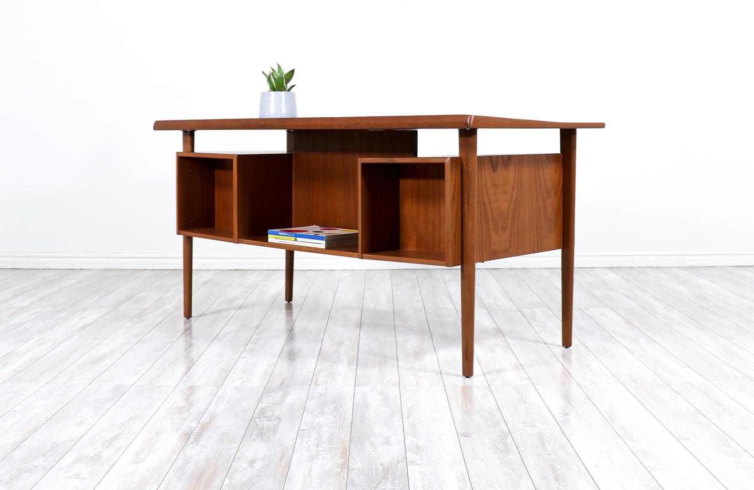 Wood Danish Modern Executive Desk with Floating-Top by Peter Lovig Nielsen