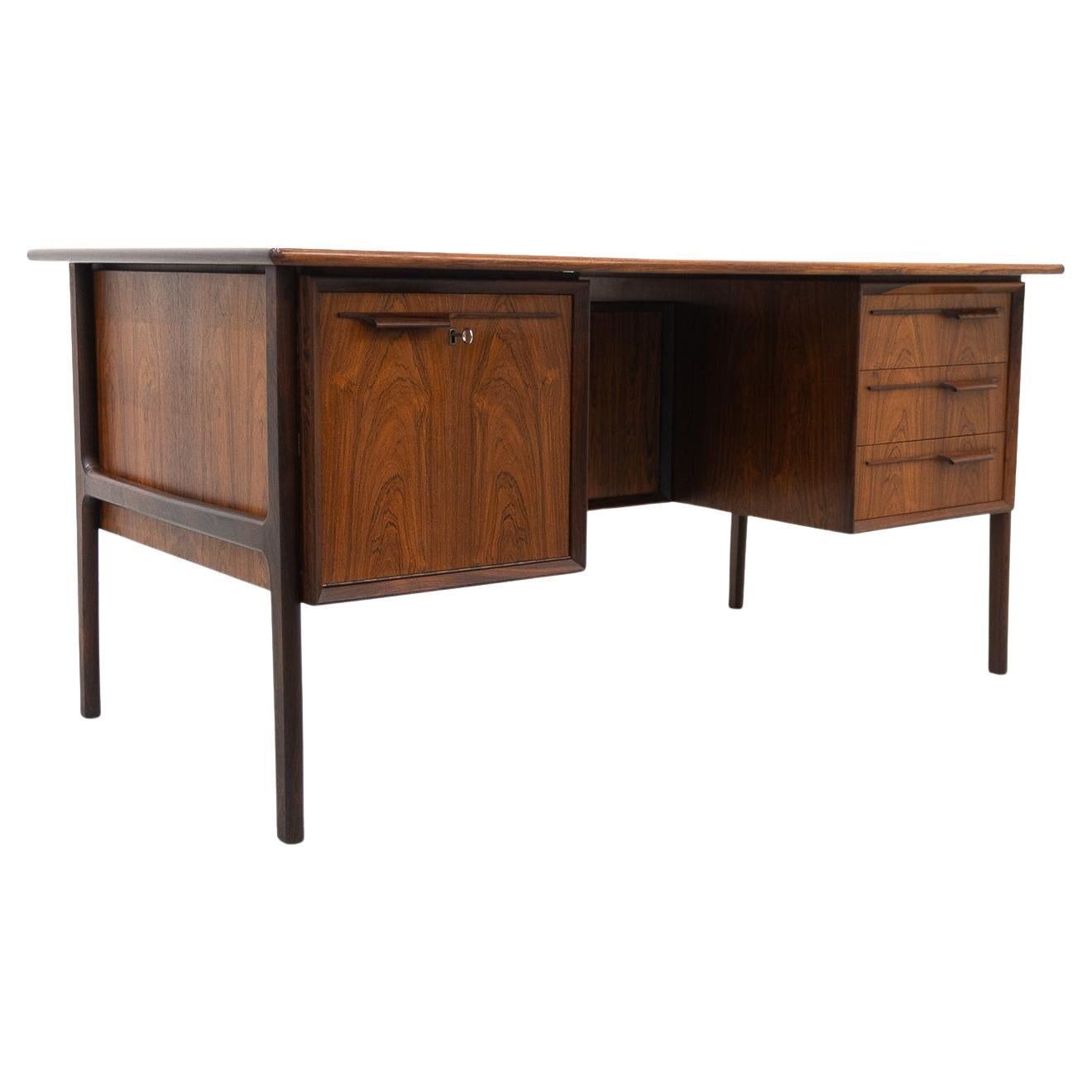 Danish Modern Executive Freestanding Rosewood Desk, 1960s. For Sale