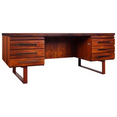 Vintage Danish Modern Executive Rosewood Desk by Henning Jensen and Torbin Valeur